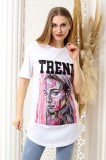 J761-2 Tricou oversize cu imprimeu colorat