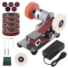 Slefuitor cu banda electric QWORK, 3 in 1, reglabil 7 viteze 4000-9000 RPM, unghi 15 grade, otel inoxidabil 304