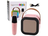 Set karaoke cu boxa si microfon wireless K12 RGB, bluetooth, roz, Lean 24548