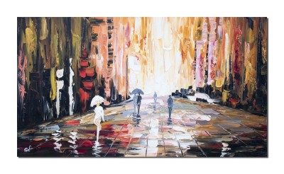Tablou GIGANT modern pictat manual birou, living, Incursiune in viitor, 120x70cm ulei pe panza in cutit efect 3D foto