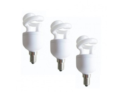 SET 3 becuri fluorescent Panasonic, soclu E27, putere 5W, forma spirala, lumina alb calda, alimentare 220 - 240 V, &amp;quot;EFD5E27HDE14E-3&amp;quot; (timbru verde 1.3 foto