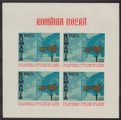 Romania Exil 1968 Emisiunea a XLVIII-a EUROPA bloc nedantelat foto