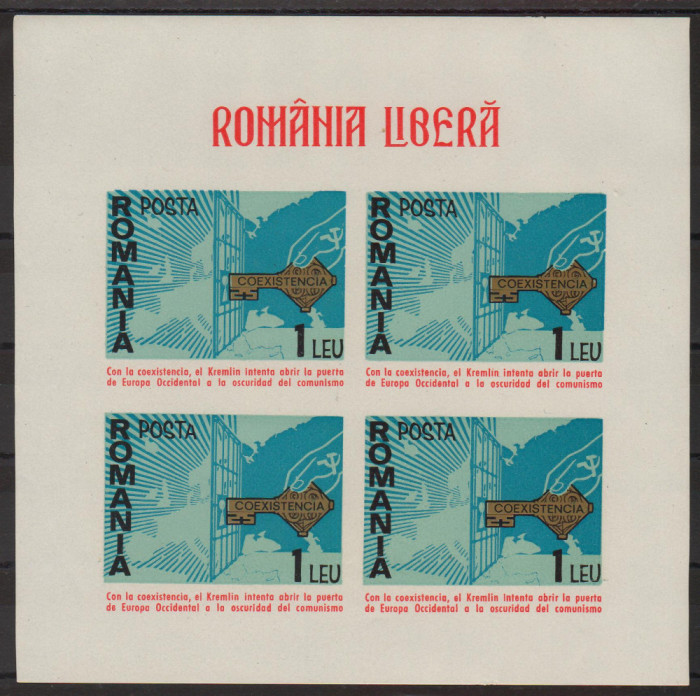 Romania Exil 1968 Emisiunea a XLVIII-a EUROPA bloc nedantelat