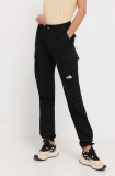 The North Face pantaloni femei, culoarea negru, fason cargo, medium waist