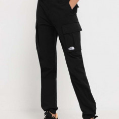 The North Face pantaloni femei, culoarea negru, fason cargo, medium waist