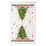 Prosop Bucătărie Crăciun, Bumbac, Alb cu Brad Glitter Auriu, 60x35cm