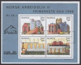Norvegia 1986 - Ziua marcii postale, cladiri, industrie, bloc ne
