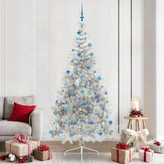 vidaXL Pom de Crăciun artificial pre-iluminat Argintiu 240 cm PET 3397239