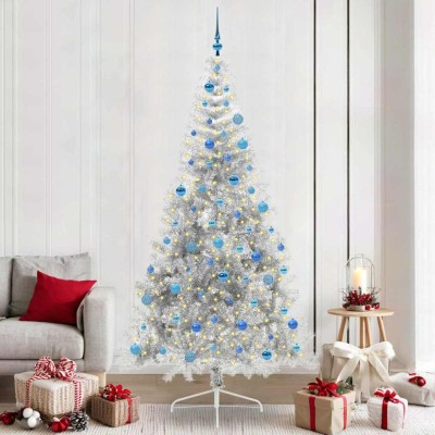vidaXL Pom de Crăciun artificial pre-iluminat Argintiu 240 cm PET 3397239 foto