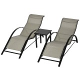 Outsunny Set 2 sezlonguri si masuta, 59x169x66 cm, negru | Aosom Romania