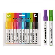 Set Markere Whiteboard, GRASP, V&acirc;rf Subțire, Multicolor, 12 Bucăți