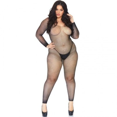 LEG AVENUE - CRYSTALIZED NET BODY STOCKING 1X-2X foto
