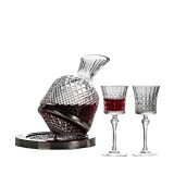 Set Decantor de vin Rotativ, ergonomic, imprimeu modern, accesorii incluse, 2 pahare, suport, argintiu, 1500 ml, Oem