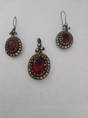 Set argint stil otoman cu pandantiv si cercei #3041