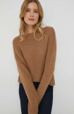Cumpara ieftin United Colors of Benetton pulover din amestec de lana femei, culoarea maro