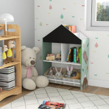 ZONEKIZ Raft de depozitare pentru jucarii pentru copii pentru dormitorul copiilor cu sertare si rafturi detasabile mobilier pentru sufragerie si cresa, Verde