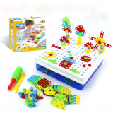 Joc educativ de constructie, Montessori, puzzle mozaic, 234 piese