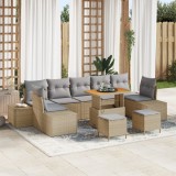 Set Canapea Grădină vidaXL 10 Piese cu Perne Bej Ratan Poli Acacia, Set Canapea Grădină vidaXL 2 Locuri Bej Ratan Poli, Set Dining Grădină vidaXL 3 Pi