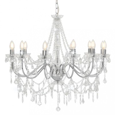 Gossi candelabru cu margele, argintiu, 12 becuri x e14 foto