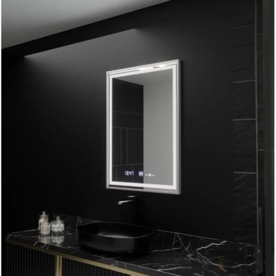 Oglinda LED Rectangulara 60x80- Verite Imperial Silver Motion Glow Marcello, Sistem Dezaburire, Termometru &amp;amp; Ceas, Dimabila AT1CT-IM1P-OG1D-W02/60X80 foto