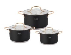Set 3 oale din Inox cu capac Zass Gourmet ZG-SCS 01 - NOU