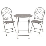 Cumpara ieftin Set de 3 buc masa si scaune de gradina Walen metal bronz 60x60x70 cm