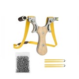 Set prastie cu laser si 100 bile metalice 6 mm DEPOX&reg;, metalica, 11.5 cm, cu boloboc, maner lemn, bej