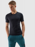 Tricou slim de antrenament din material reciclat pentru bărbați - negru profund, 4F Sportswear