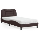 Cumpara ieftin Pat cu saltea, maro &icirc;nchis, 80x200 cm, material textil