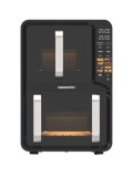 Friteuză dublă cu aer cald Daewoo, 12 L, 1400 W + 1600 W, 8 programe automate, display LED, timer, 200&deg;C, Negru