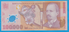 (2) BANCNOTA ROMANIA - 100.000 LEI 2001, POLYMER. STARE FOARTE BUNA foto