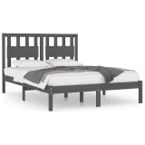 Cumpara ieftin Cadru de pat, gri, 200x200 cm, lemn masiv de pin