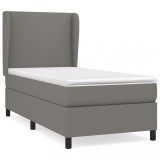 Cumpara ieftin Pat box spring cu saltea, gri inchis, 90x200 cm, textil