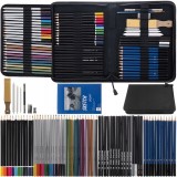 Cumpara ieftin Set profesional pentru schite si desen, 72 piese, creioane colorate, creioane schita, creioane acuarela, accesorii si mapa depozitare, multicolor