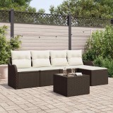 VidaXL Set de canapele pentru grădină cu pernă 6 pcs Maro Rattan poli