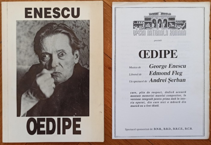 Programul spectacolului Oedipe de George Enescu, 1995