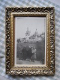 Rama foto lemn,decorata,frunza acant, auriu.,16x13cm.ext.,15x10falt