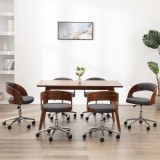 vidaXL Scaune pivotante de masă, 6 buc., gri, lemn curbat și textil 3054922