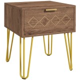 HOMCOM Noptiere Moderne Set 2 Bucati din PAL si Otel cu Sertar, 39.5x41x49 cm, Maro | Aosom Romania