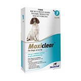 Moxiclear Dog L antiparazitar 2.5ml 10-25kg 3 pipete tratament rapid purici interni externi