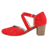 Pantofi cu toc dama piele naturala - Remonte rosu - Marimea 40
