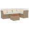 Set canapele de gradina cu perne, 6 piese, bej, poliratan