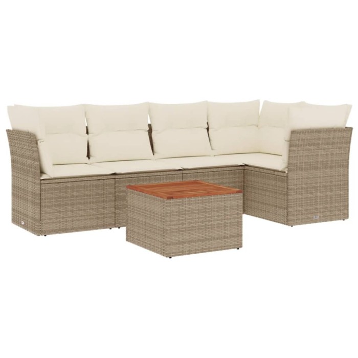 Set canapele de gradina cu perne, 6 piese, bej, poliratan