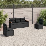 Cumpara ieftin Gossi set mobilier de gradina cu perne, 5 piese, negru, poliratan