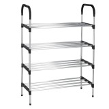 Suport pentru pantofi, 4 rafturi, cadru metalic, 84x28x60cm, negru si argintiu Household NewTrend