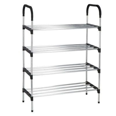 Suport pentru pantofi, 4 rafturi, cadru metalic, 84x28x60cm, negru si argintiu Household NewTrend foto