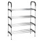 Suport pentru pantofi, 4 rafturi, cadru metalic, 84x28x60cm, negru si argintiu