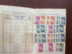 Consiliul Central al sindicatelor RPR 1954 carnet de membru cu timbre fiscale foto