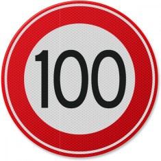 Semn din aluminiu de circulație 100 km foto