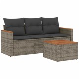 Cumpara ieftin Set canapea de gradina cu perne, 4 piese, gri, poliratan